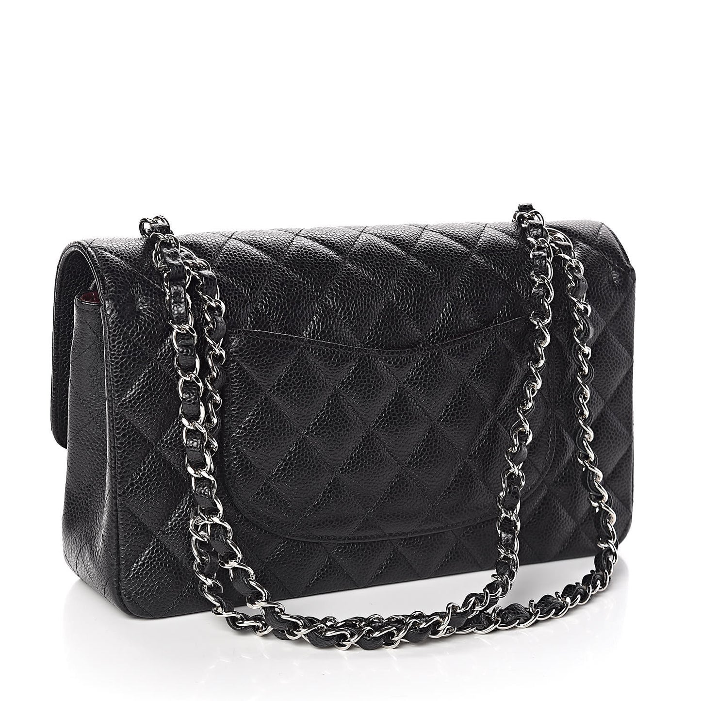 Caviar Quilted Medium Double Flap Black
