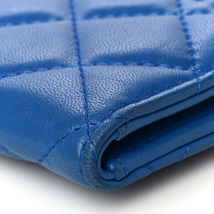 Chanel Lambskin Quilted Card Holder Wallet Blue 11 of 19