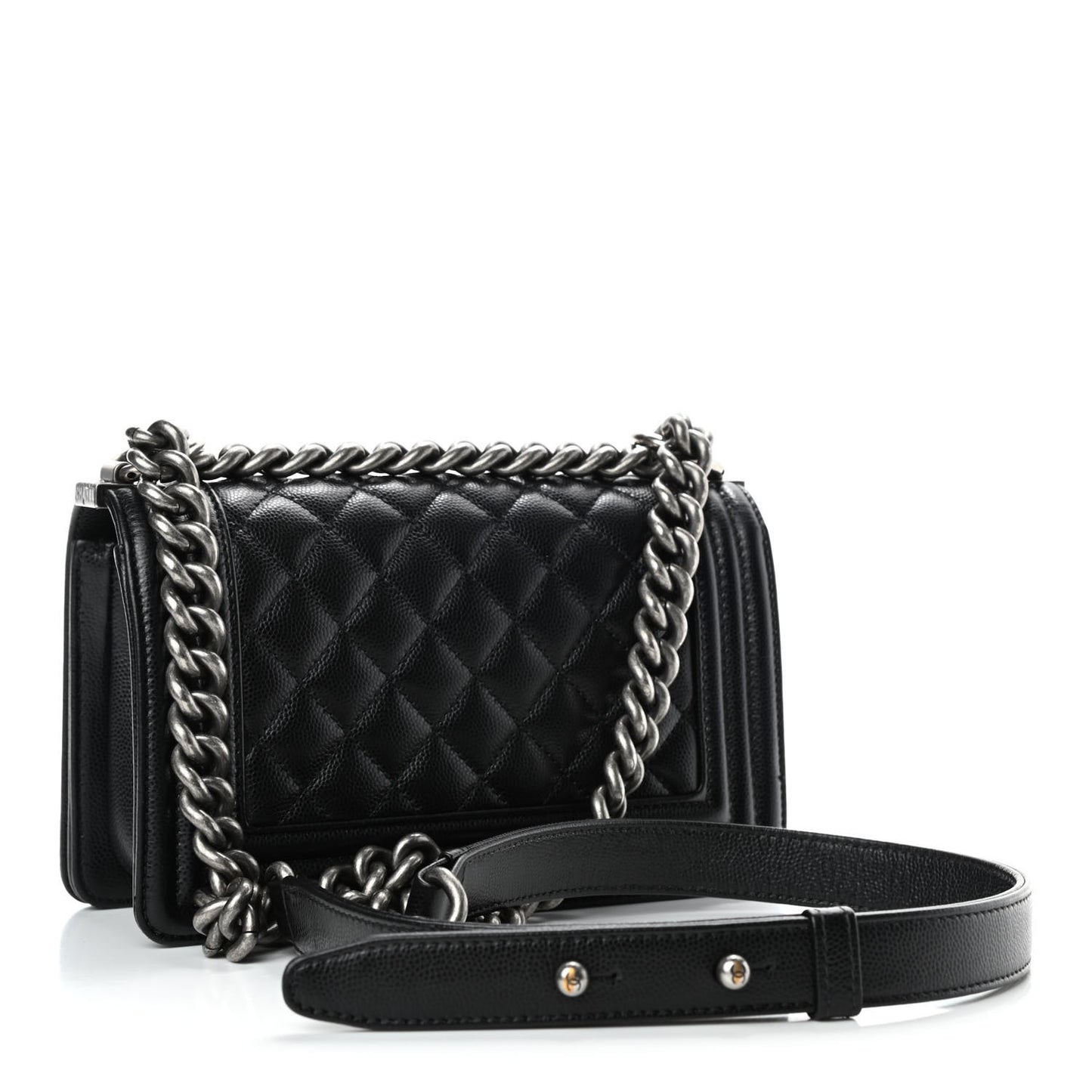 Caviar Quilted Small Boy Flap Black