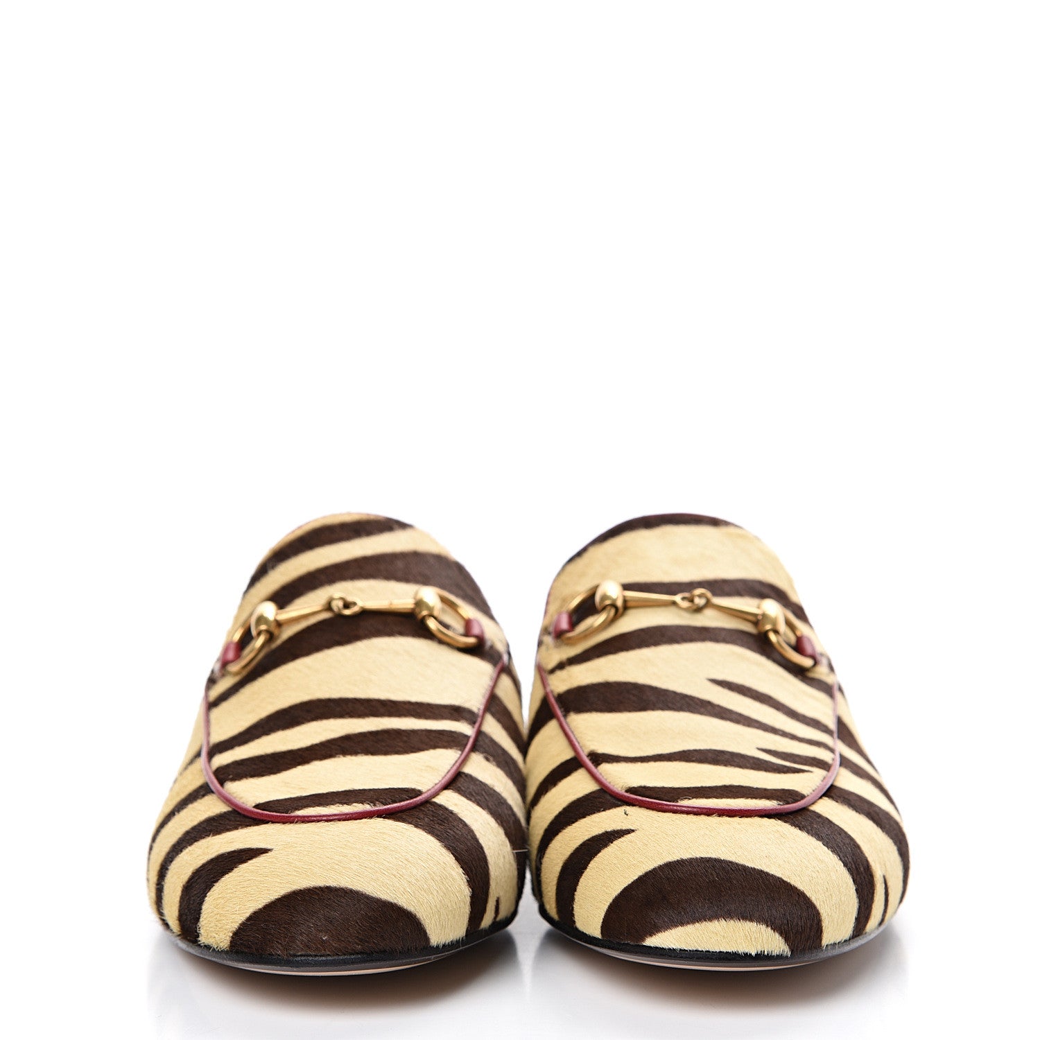 Gucci Calf Hair Tiger Print Womens Princetown Slippers 38 Natural Black Romantic Cherry 2 of 8