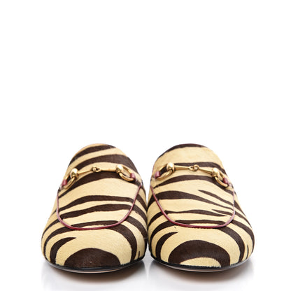 Gucci Calf Hair Tiger Print Womens Princetown Slippers 38 Natural Black Romantic Cherry 2 of 8