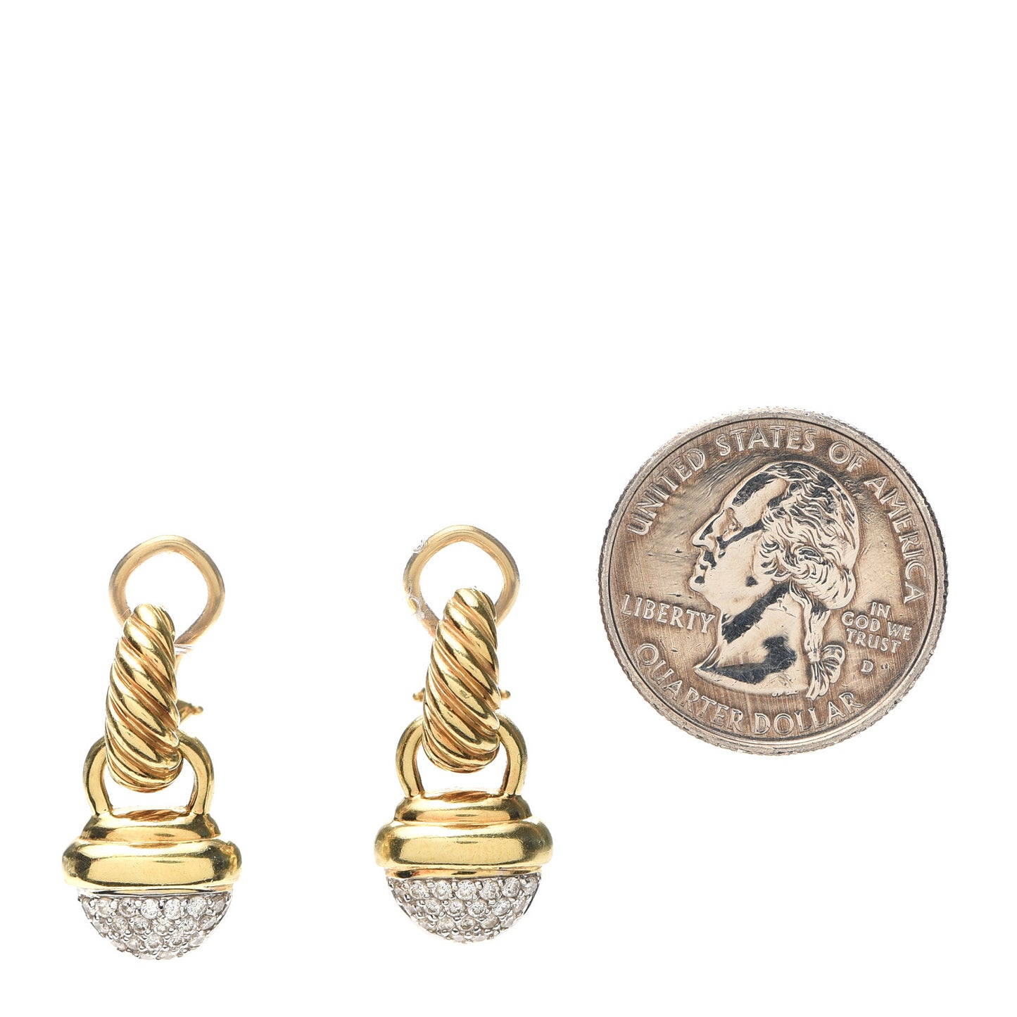 18K Yellow Gold Diamond Acorn Drop Earrings