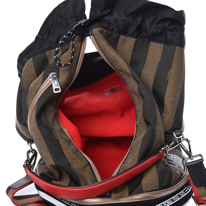 Fendi Fabric Jacquard Cuoio Romano Vitello Pequin Bi-Color FF 1974 Embossed Mon Tresor Holdall Bag Tobacco Moro Rosso Malboro Maya Black 10 of 12