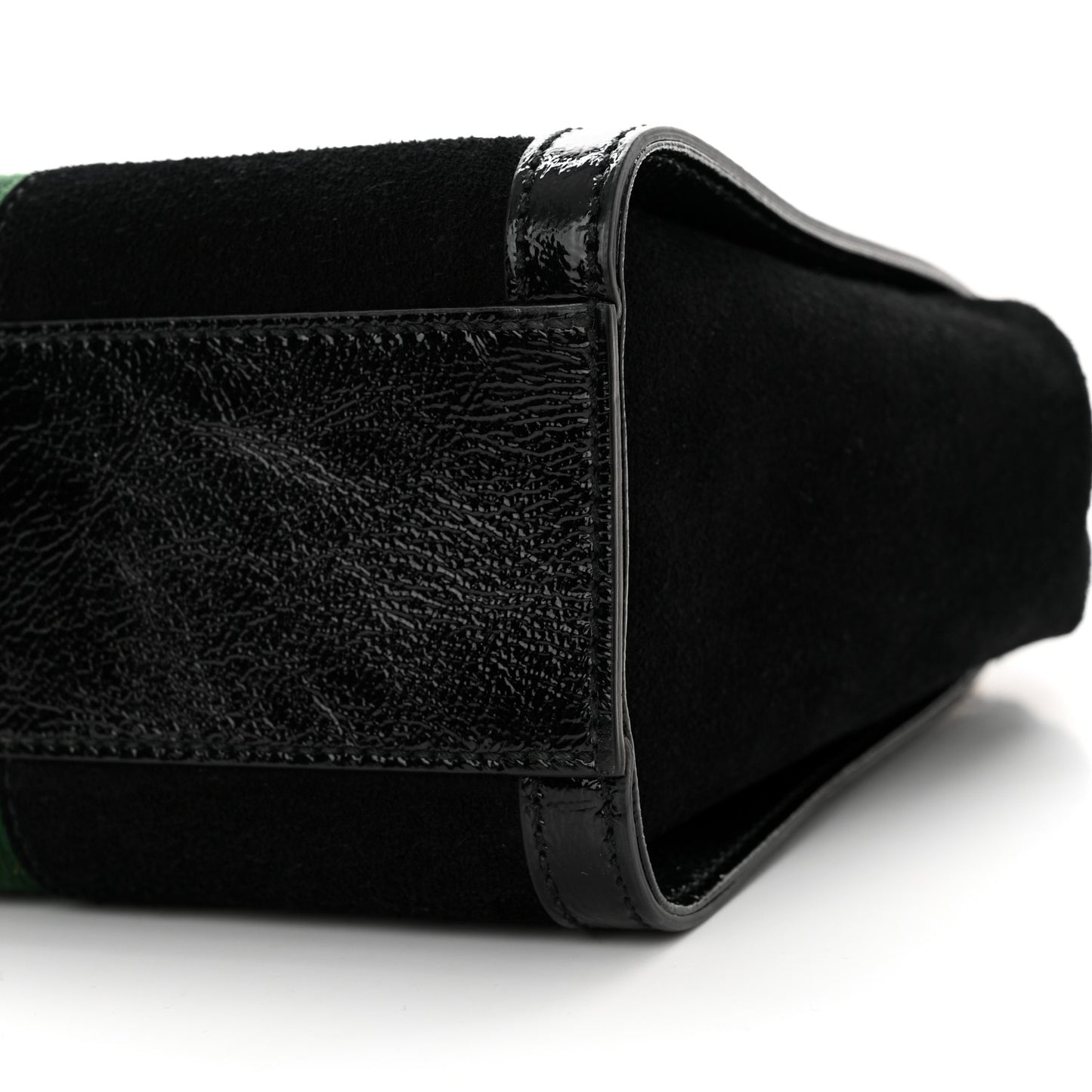 Suede Patent GG Web Small Ophidia Tote Bag Black