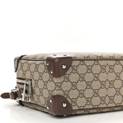 Gucci GG Supreme Monogram Textured Calfskin Square Messenger Bag Beige Ebony New Acero 8 of 9