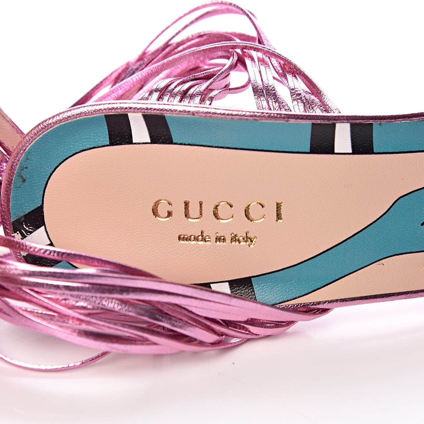 Metallic Nappa Knotted Allie Sandals 38 Rosa
