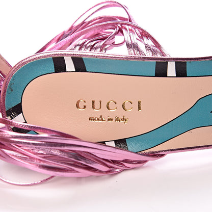 Gucci Metallic Nappa Knotted Allie Sandals 38 Rosa 10 of 10