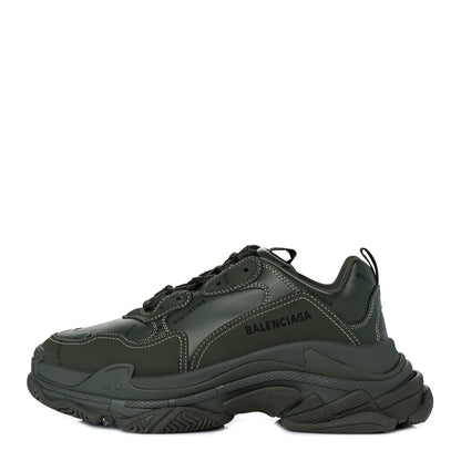 Balenciaga Technical Fabric Mesh Allover Logo Womens Triple S Sneakers 41 Kaki Black 1 of 7