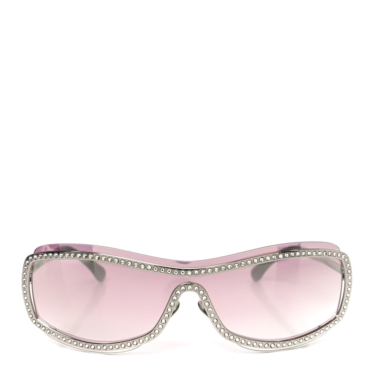 Chanel Nylon Crystal Mirrored CC Shield Sunglasses 9563-B Pink 2 of 7