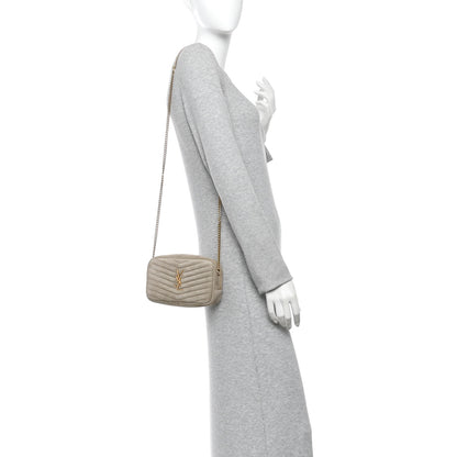 Saint Laurent Suede Matelasse Monogram Mini Lou Camera Bag Matte Gold 2 of 11