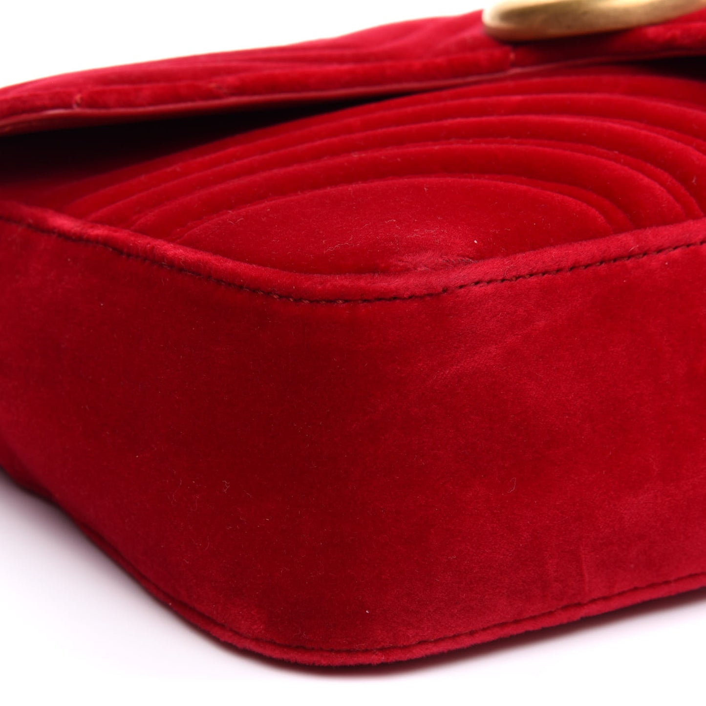 Velvet Matelasse Medium GG Marmont Shoulder Bag Hibiscus Red