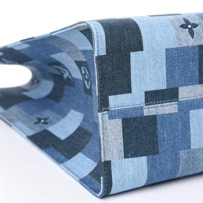 Louis Vuitton Denim Damier Monogram Onthego Blue Rouge 7 of 8