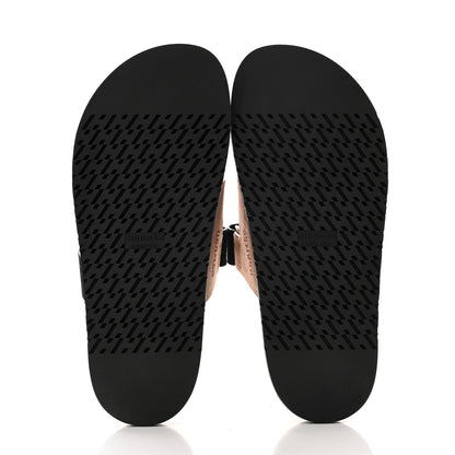 Hermes Suede Goatskin Womens Chypre Sandals 39 Rose Perle Black 5 of 9