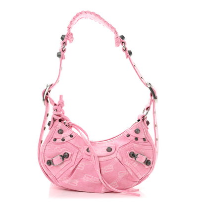 Balenciaga Denim BB Monogram Le Cagole Shoulder Bag XS Pink 1 of 11