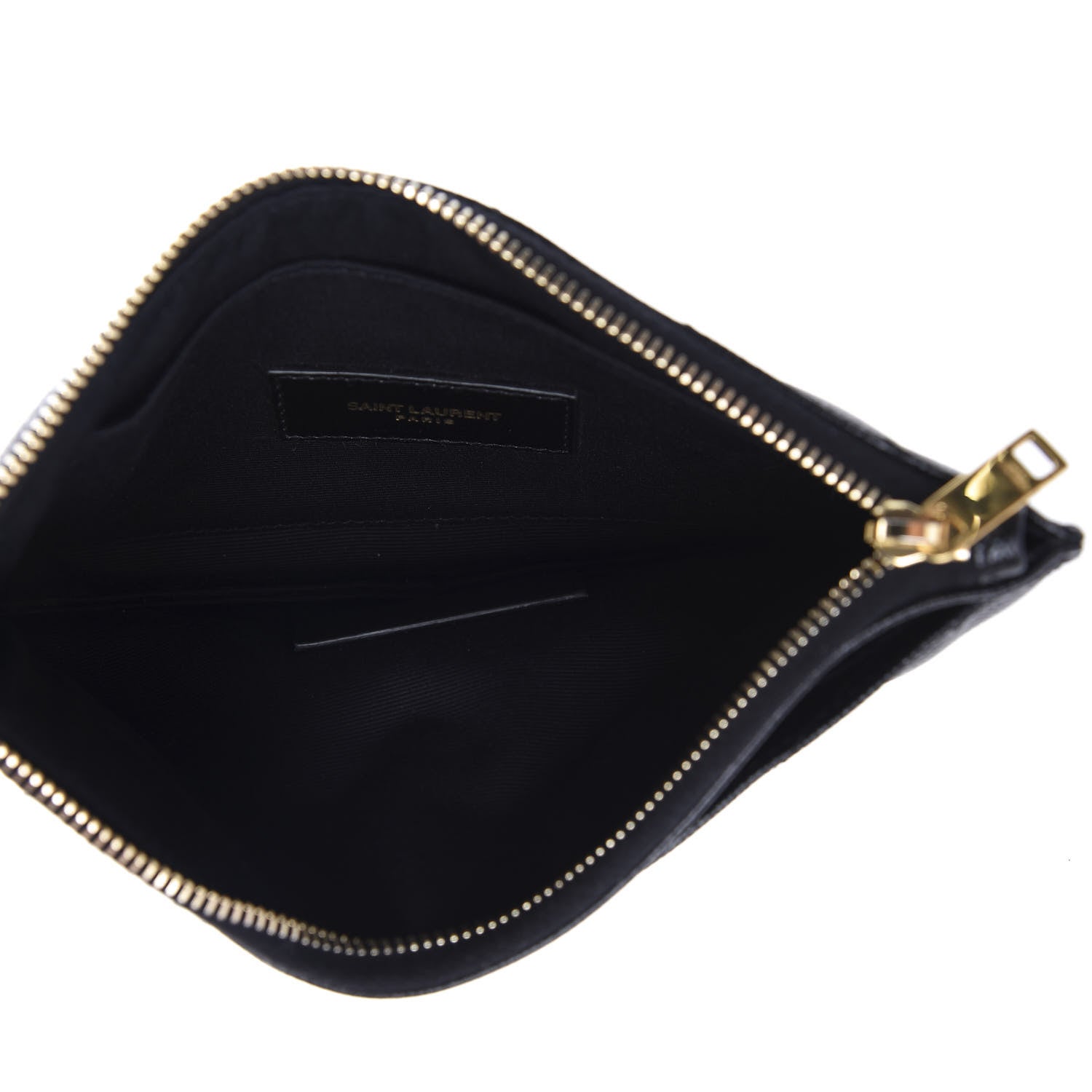 Saint Laurent Grain De Poudre Chevron Monogram Bill Pouch Black 5 of 6