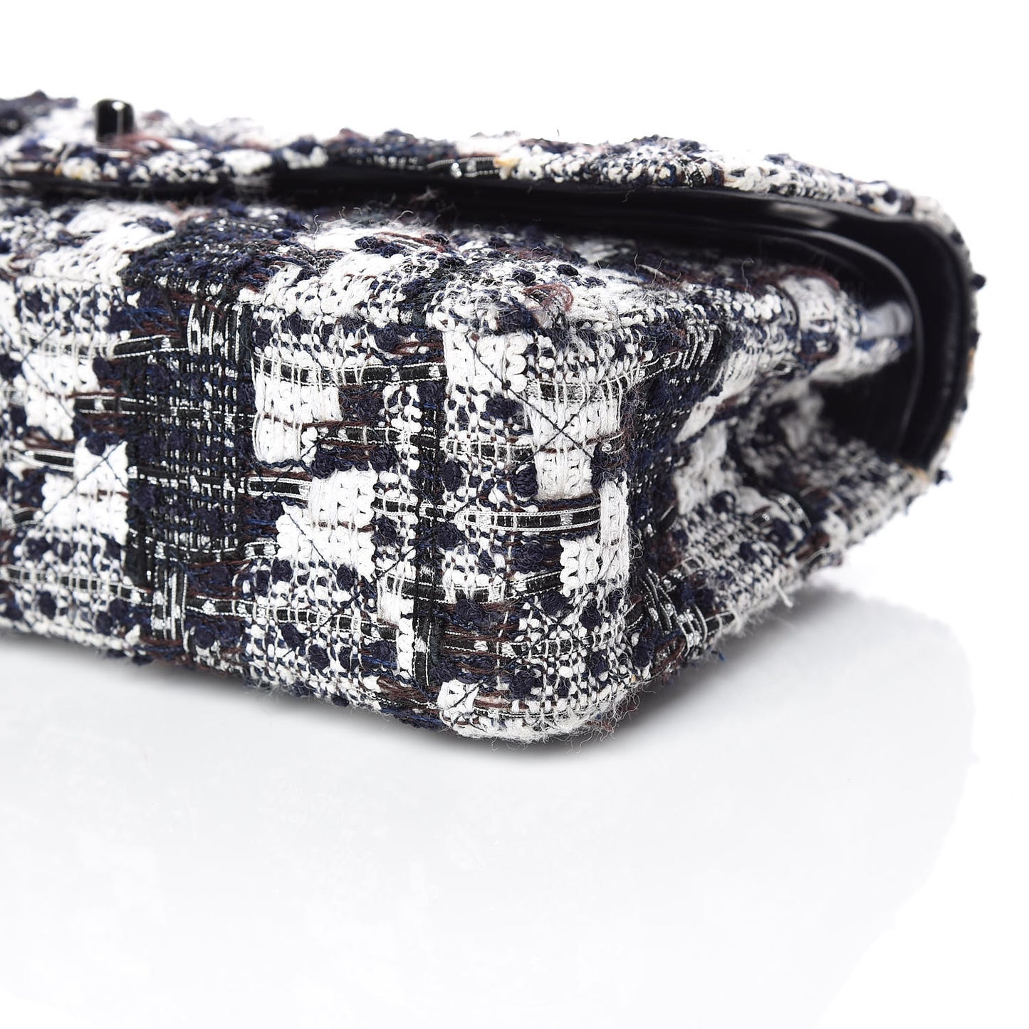 Tweed Medium Double Flap Blue White