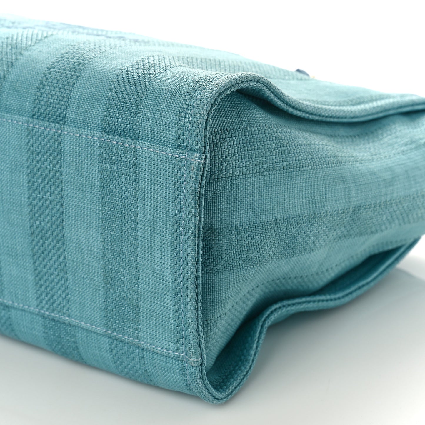 Mixed Fibers Calfskin Striped Medium Deauville Tote Light Blue