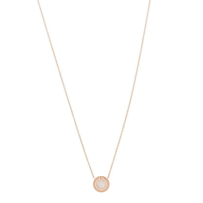 Tiffany 18K Rose Gold Diamond Mother of Pearl Small T Circle Pendant Necklace 1 of 6
