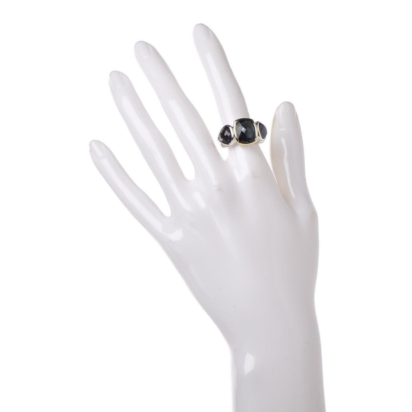 Sterling Silver 18K Yellow Gold Hampton Blue Topaz Black Orchid Cable Cocktail Ring 49 5