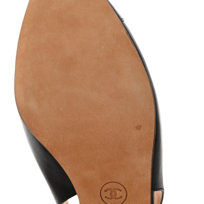 Chanel Calfskin Embossed Cap Toe CC Slingback Pumps 39 Black 9 of 10