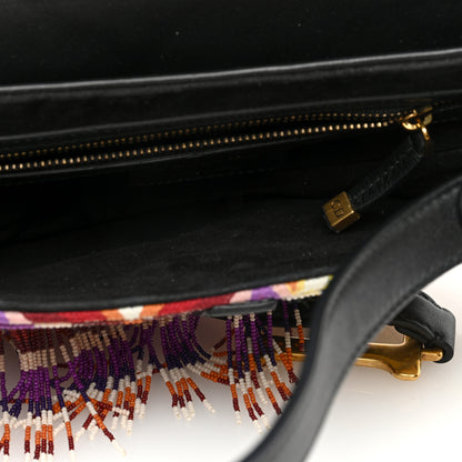 Christian Dior Embroidered Fringe Beaded Medium Saddle Bag Green Multicolor 5 of 10