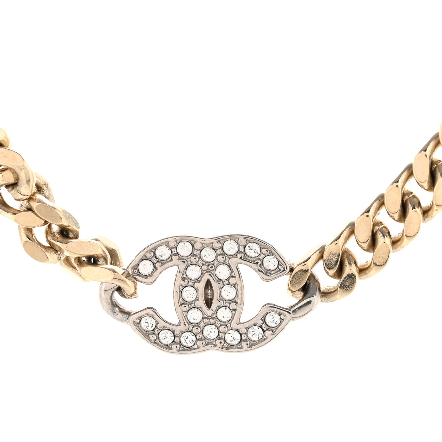 Crystal Chain CC Link Choker Gold Silver