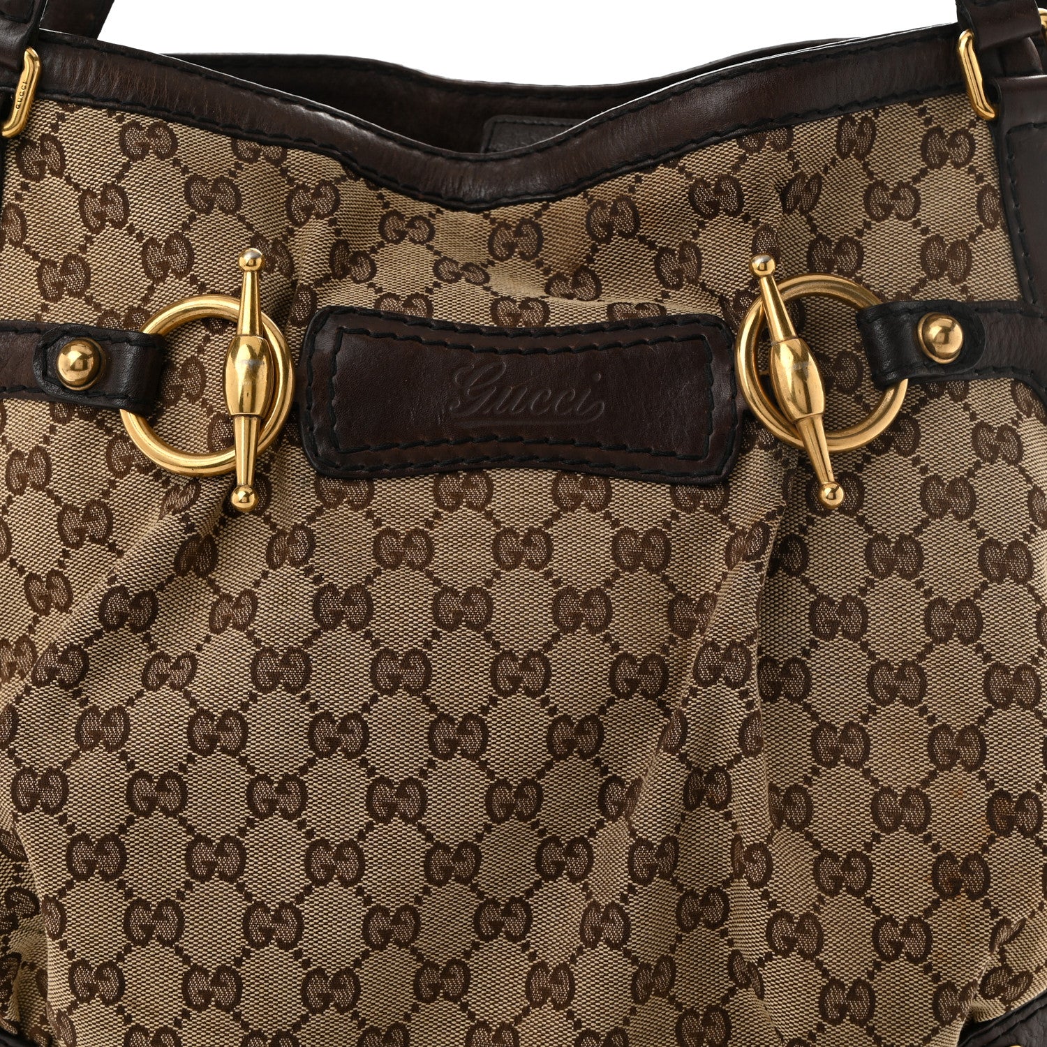 Gucci Monogram Large Jockey Tote Dark Brown 8 of 11