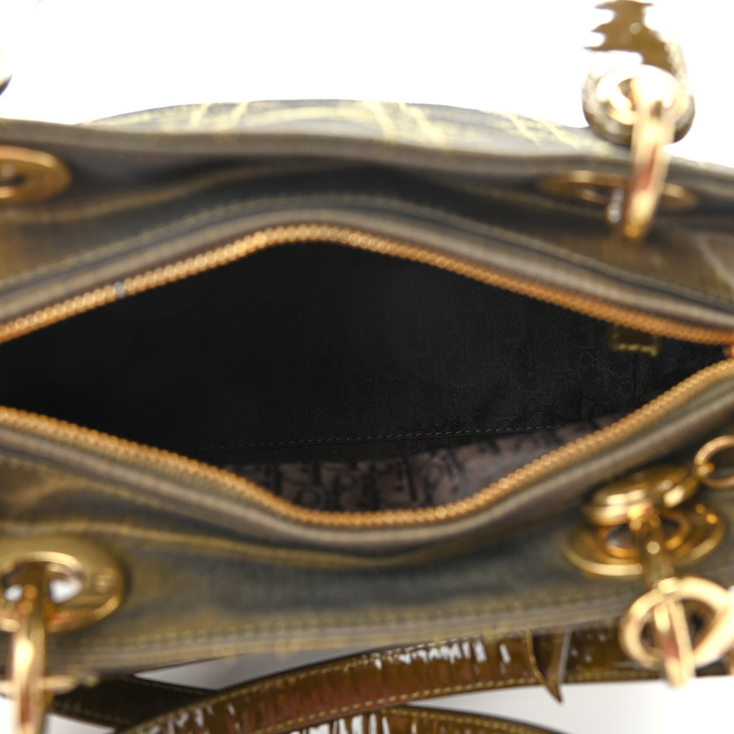 Christian Dior Coated Canvas Patent Cannage Medium Lady Dior Dark Green 5 of 9