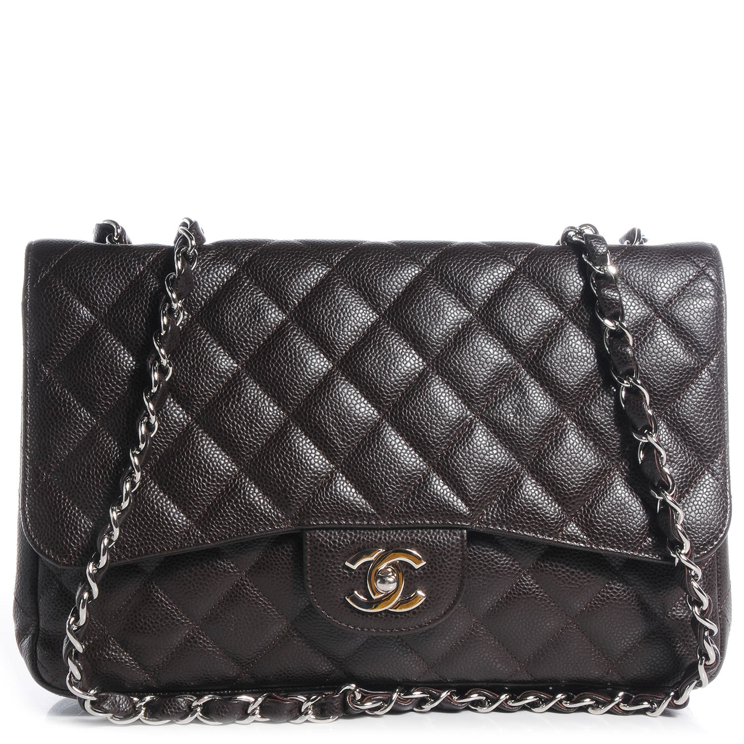 Chanel Caviar Quilted Jumbo Single Flap Dark Brown 1 of 8