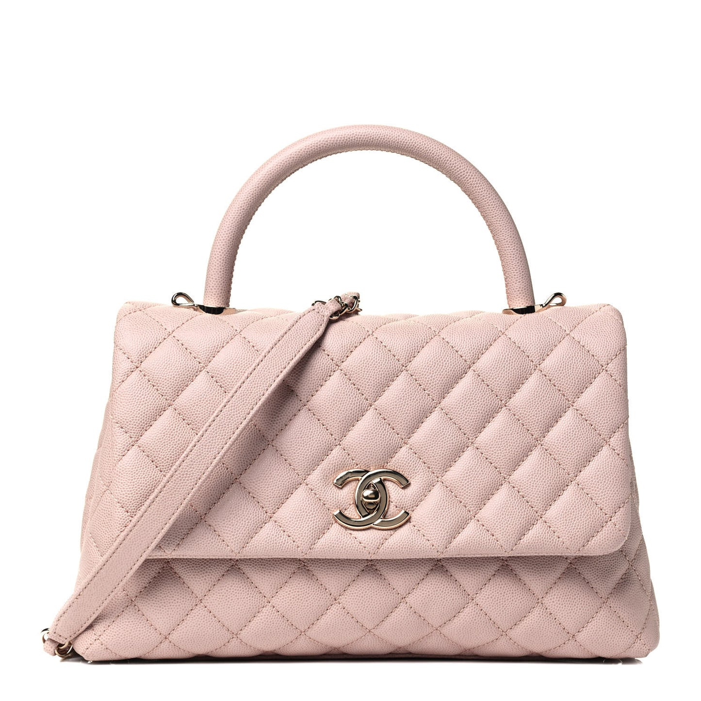 Caviar Quilted Small Coco Handle Flap Light Pink
