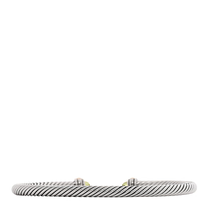 David Yurman Sterling Silver 18K Yellow Gold Peridot 4mm Cable Classics Bracelet 2 of 4