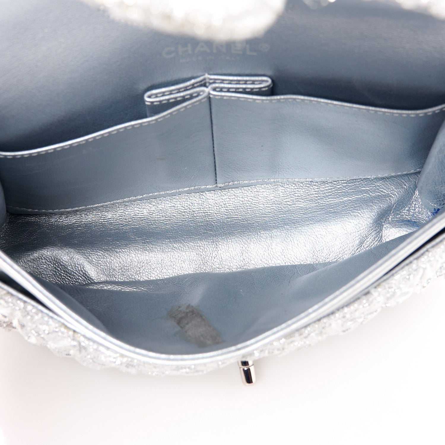 Chanel Metallic Lame Quilted Small Double Flap Silver 5 of 12