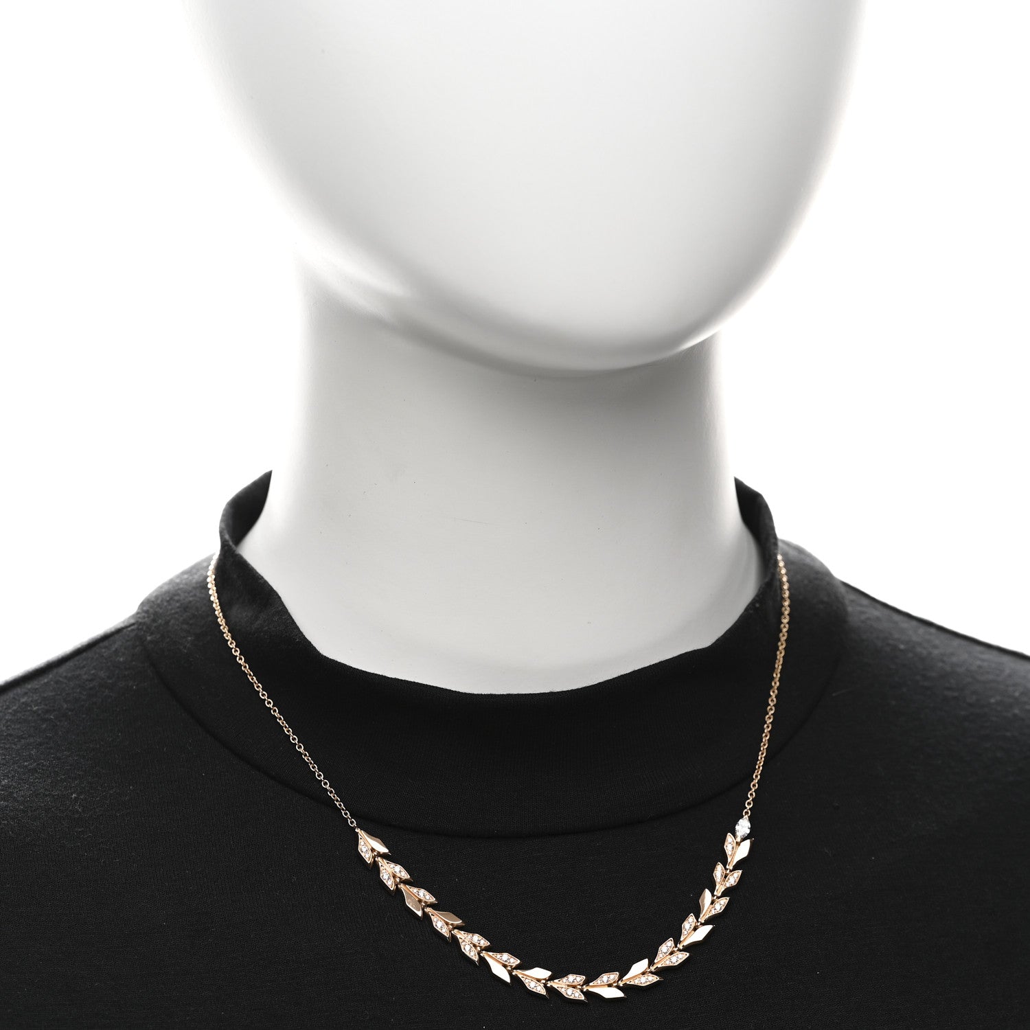 Tiffany 18K Rose Gold Diamond Victoria Vine East West Necklace 2 of 5