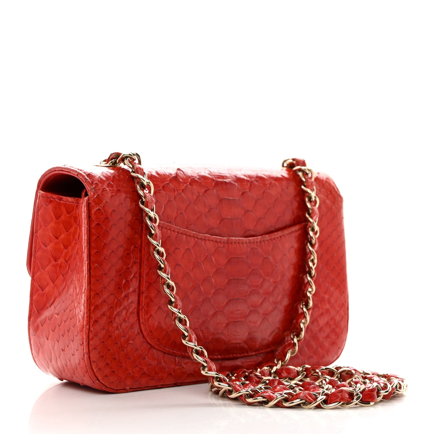 Snakeskin Mini Rectangular Flap Red
