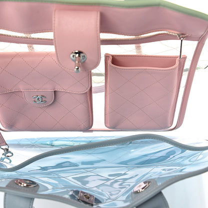 Chanel Lambskin PVC Quilted Medium Coco Splash Shopping Bag Blue Green Pink 4 of 9