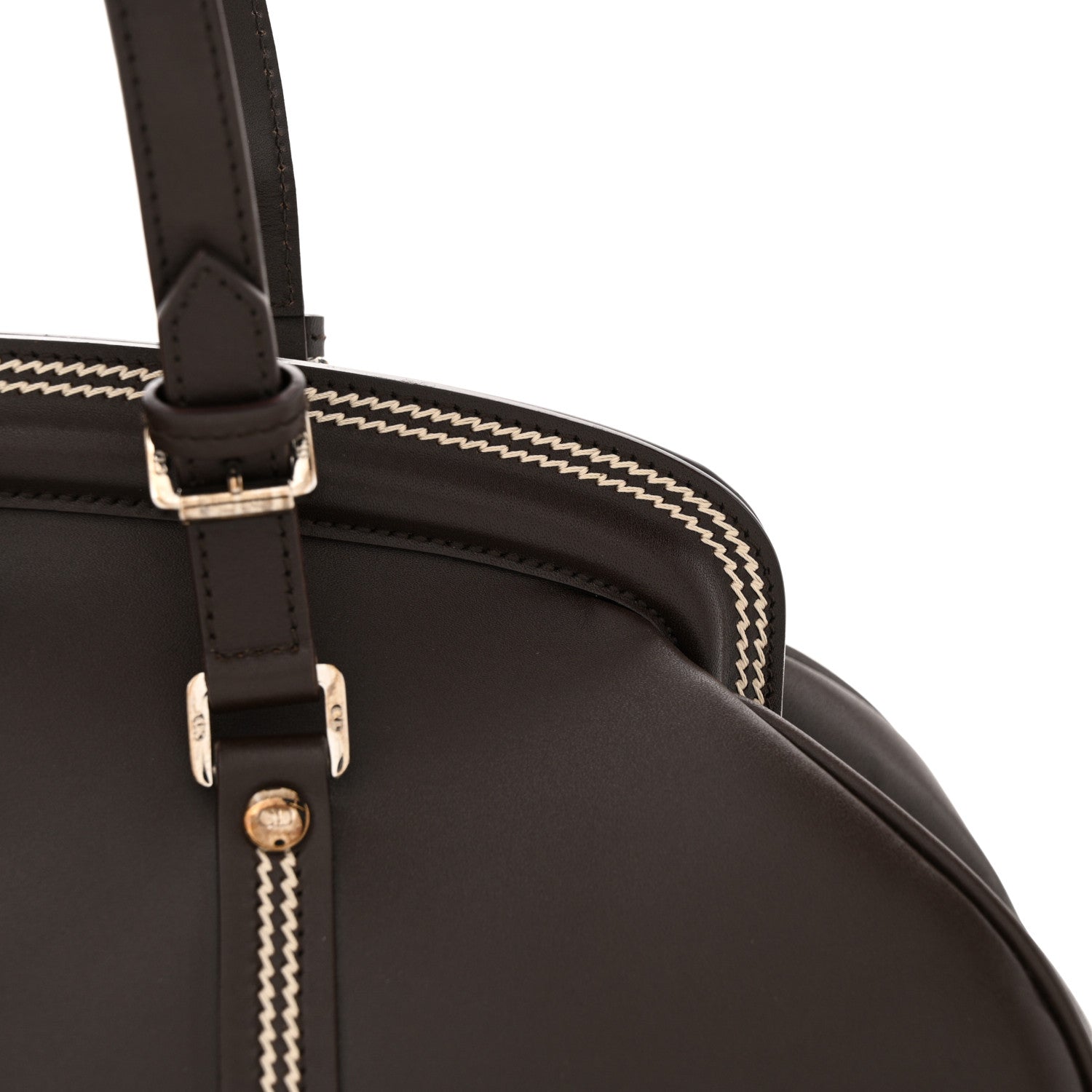 Christian Dior Calfskin Frame Satchel Brown 11 of 13