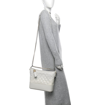 Chanel Patent Goatskin Quilted Medium Gabrielle Hobo White 2 of 18