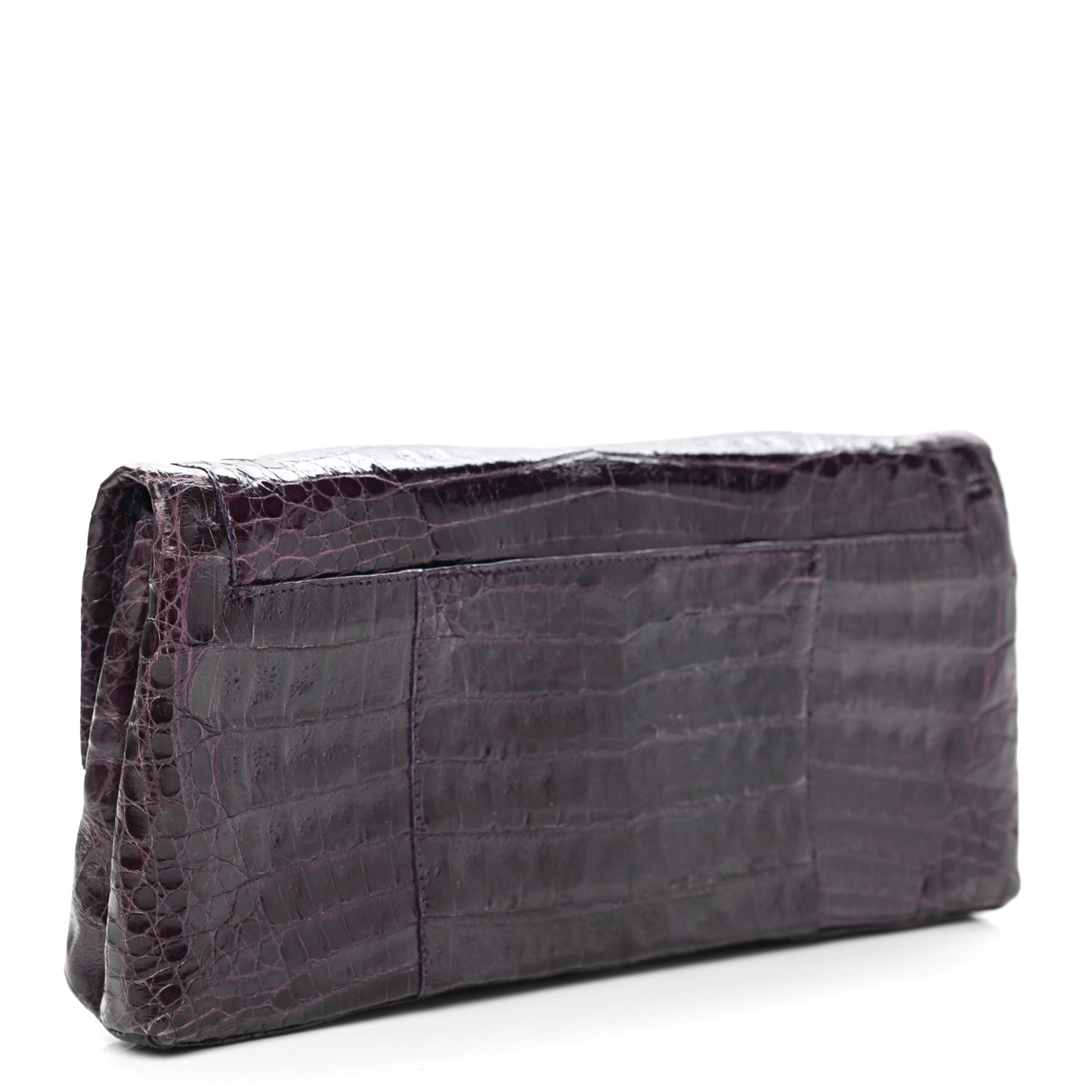 Crocodile Stud Foldover Clutch Purple