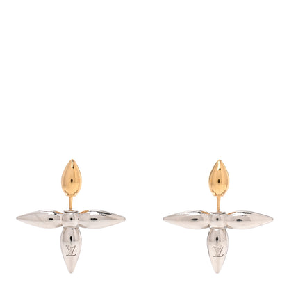 Louis Vuitton Metal Louisette Earrings Silver Gold 1 of 5