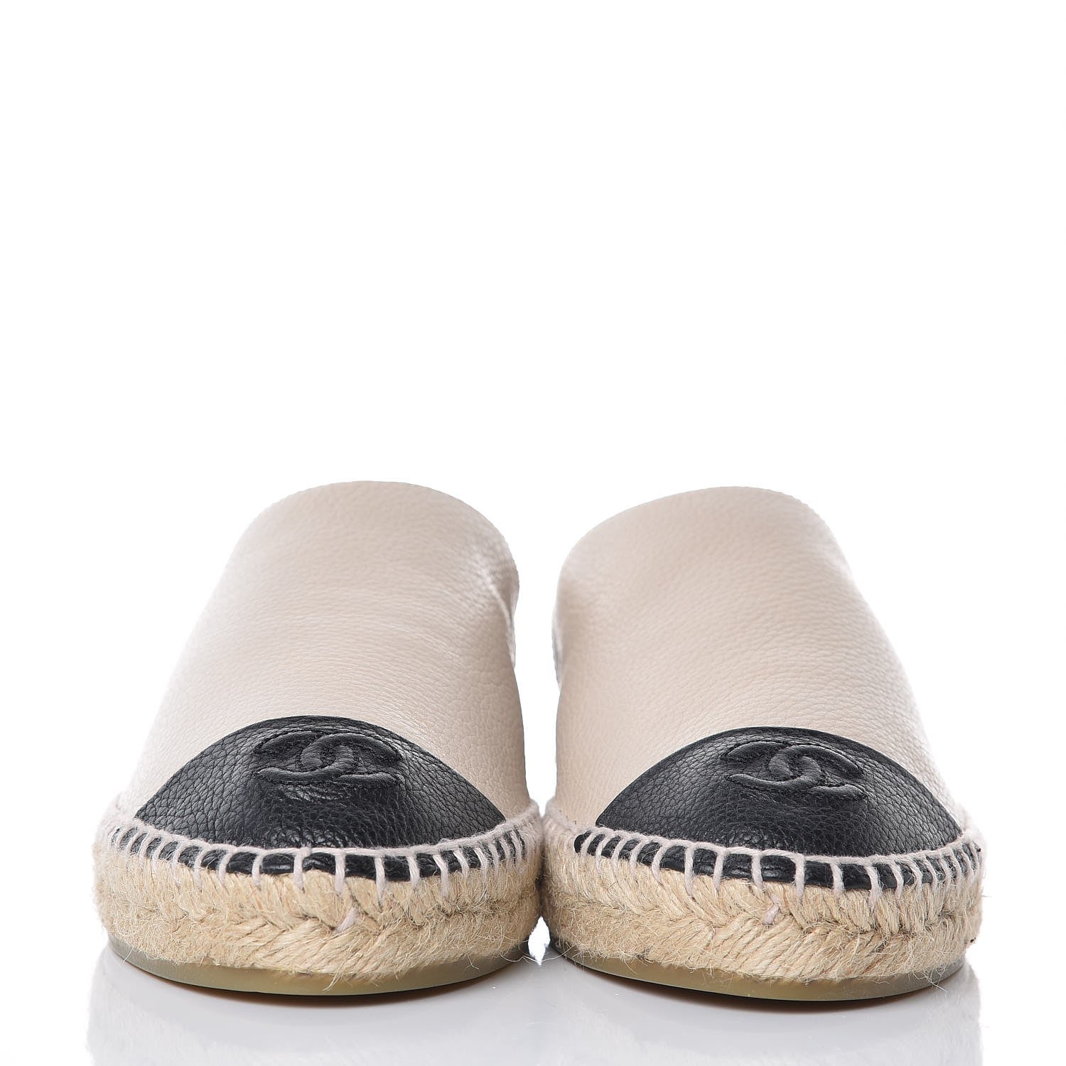 Chanel Grained Calfskin CC Espadrilles 39 Beige Black 2 of 10