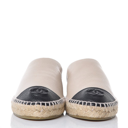 Chanel Grained Calfskin CC Espadrilles 39 Beige Black 2 of 10