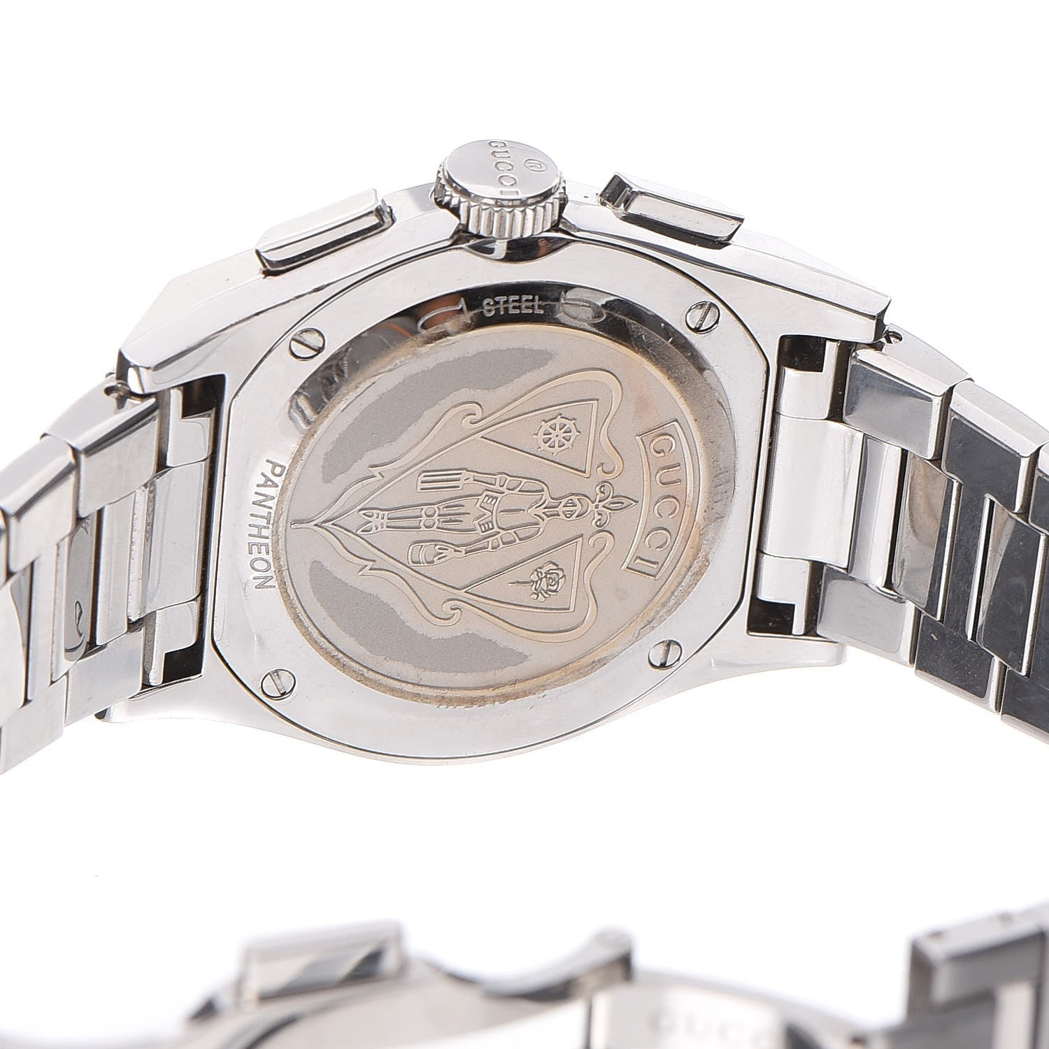 Gucci Stainless Steel Diamond Bezel Mother of Pearl 34mm Pantheon Chronograph Quartz Watch 9 of 9