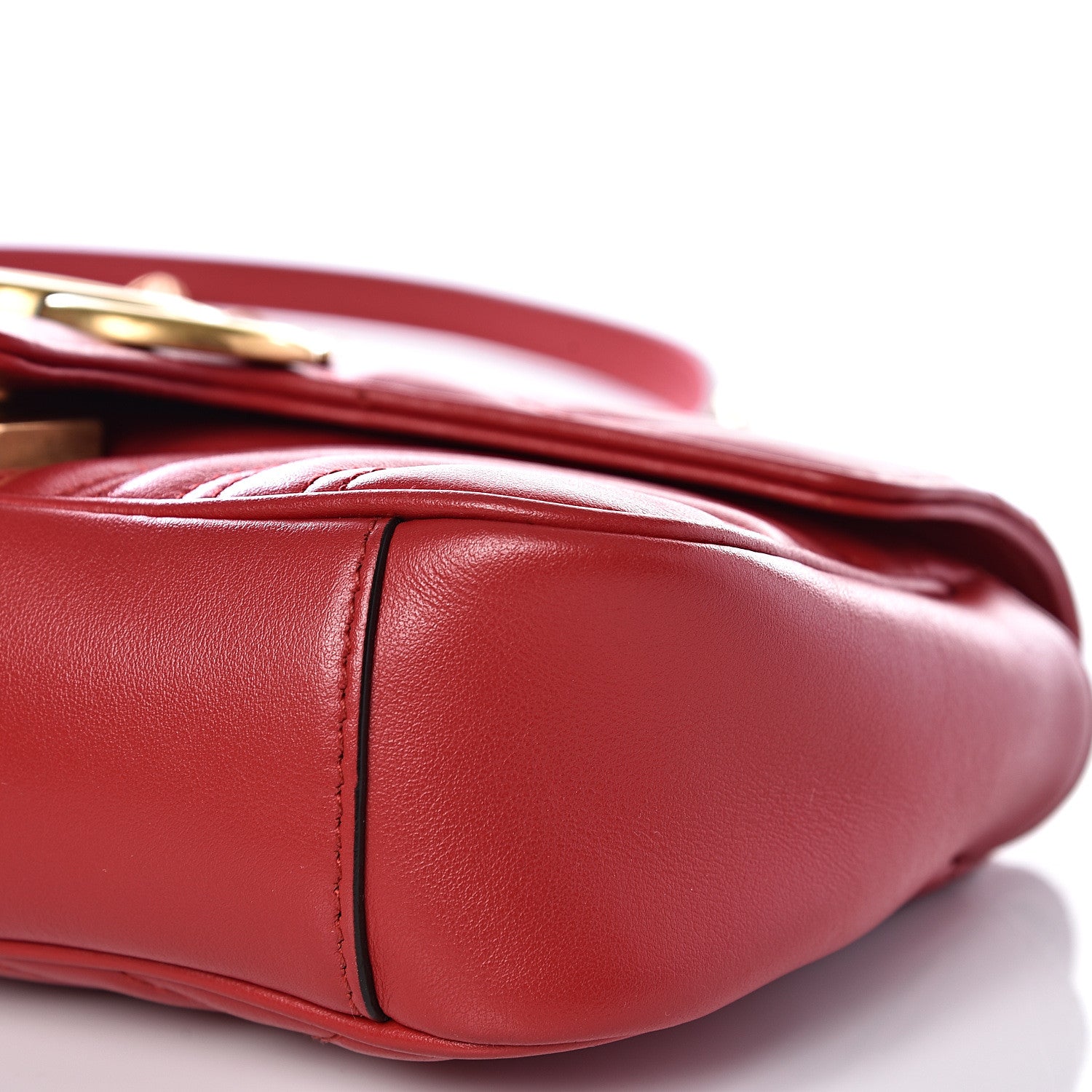 Gucci Calfskin Matelasse Mini GG Marmont Shoulder Bag Hibiscus Red 8 of 12