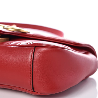Gucci Calfskin Matelasse Mini GG Marmont Shoulder Bag Hibiscus Red 8 of 12