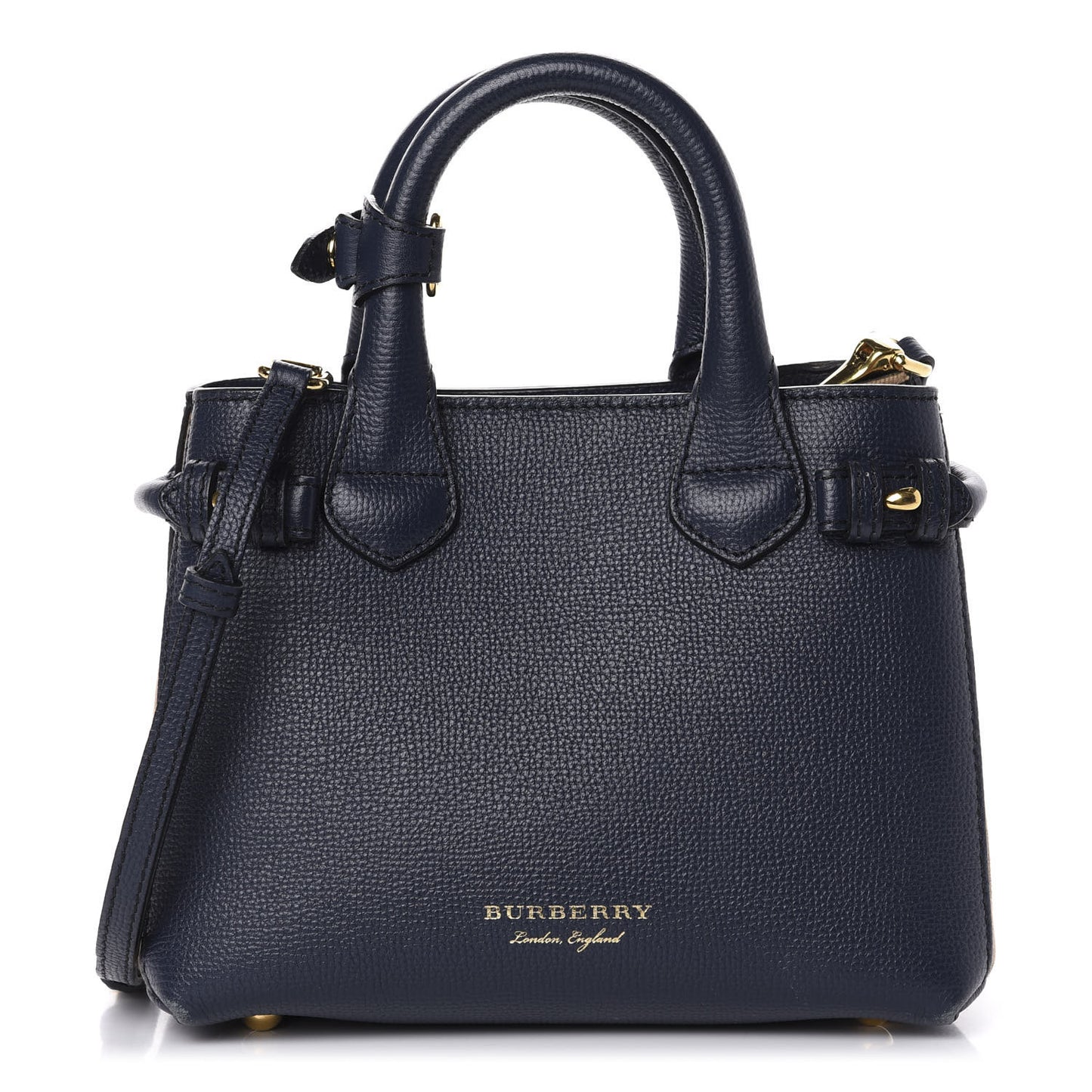 Grainy Calfskin House Check Baby Banner Tote Ink Blue
