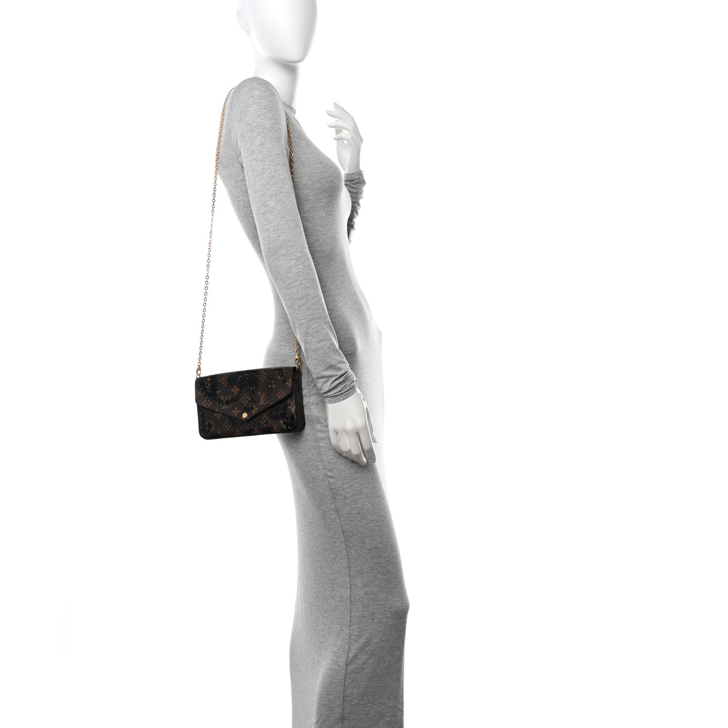 Louis Vuitton Monogram Blossom Pochette Felicie Chain Wallet Black 2 of 9