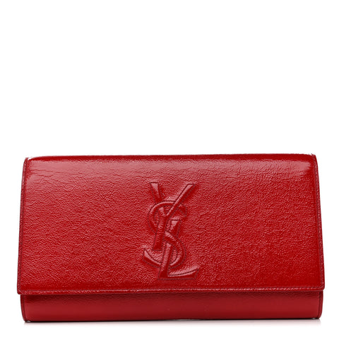 Textured Patent Monogram Large Belle De Jour Clutch Red