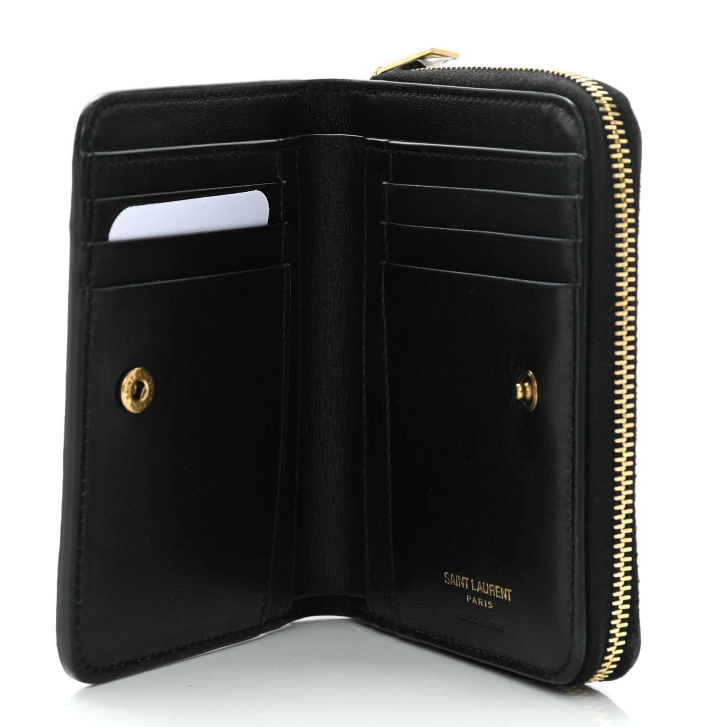 Calfskin Crocodile Embossed Monogram Compact Wallet Blue Black