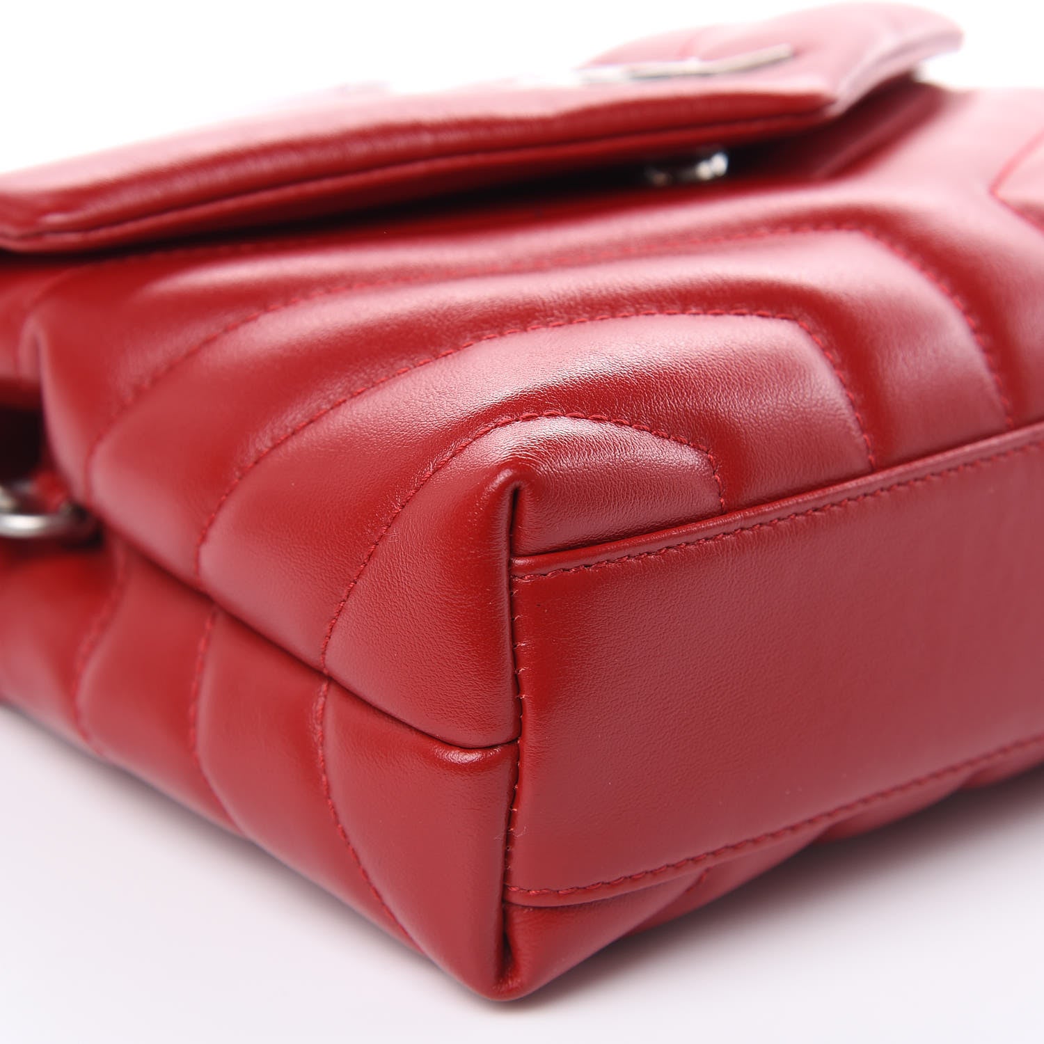 Saint Laurent Calfskin Y Quilted Monogram Toy Loulou Crossbody Bag Rouge Eros 9 of 12