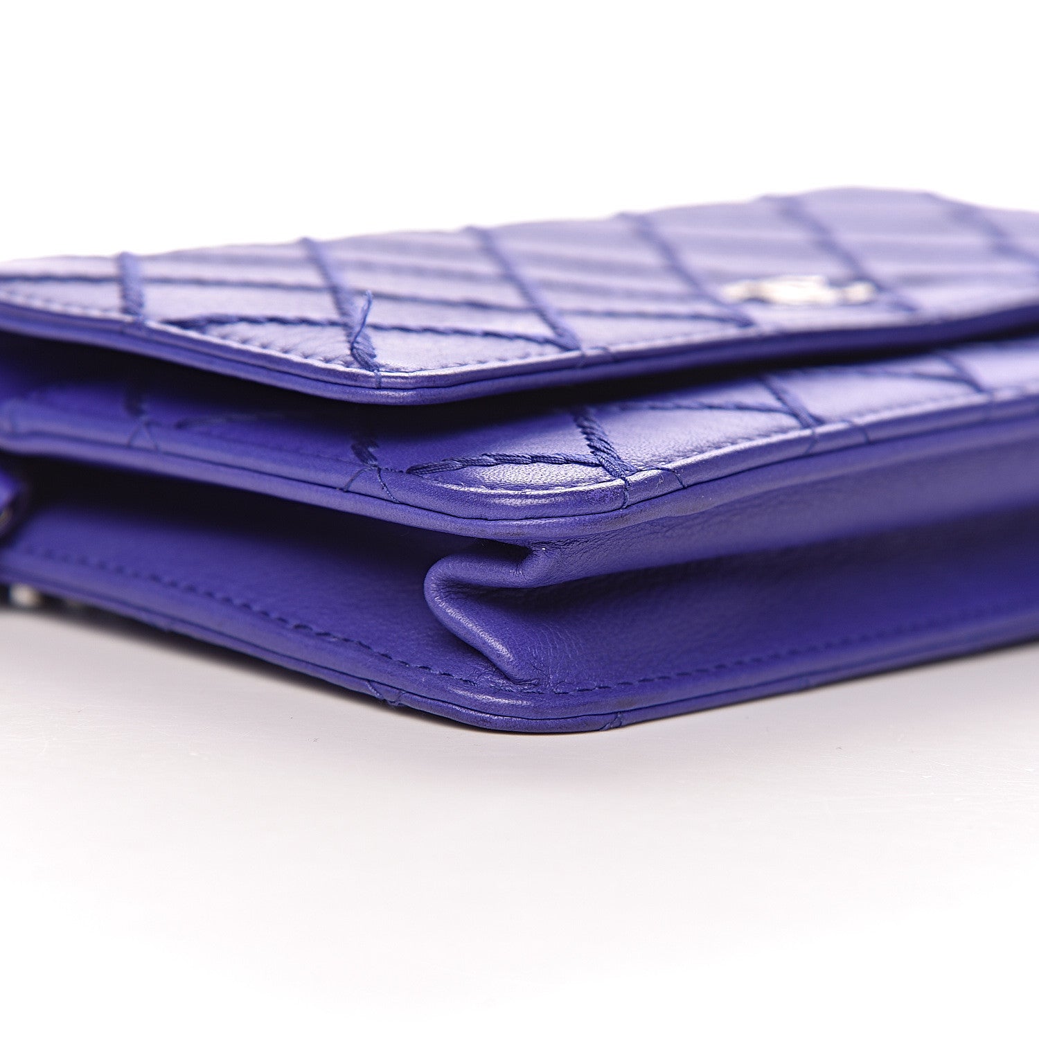 Chanel Calfskin Quilted Fancy CC Wallet On Chain WOC Blue 14 of 14